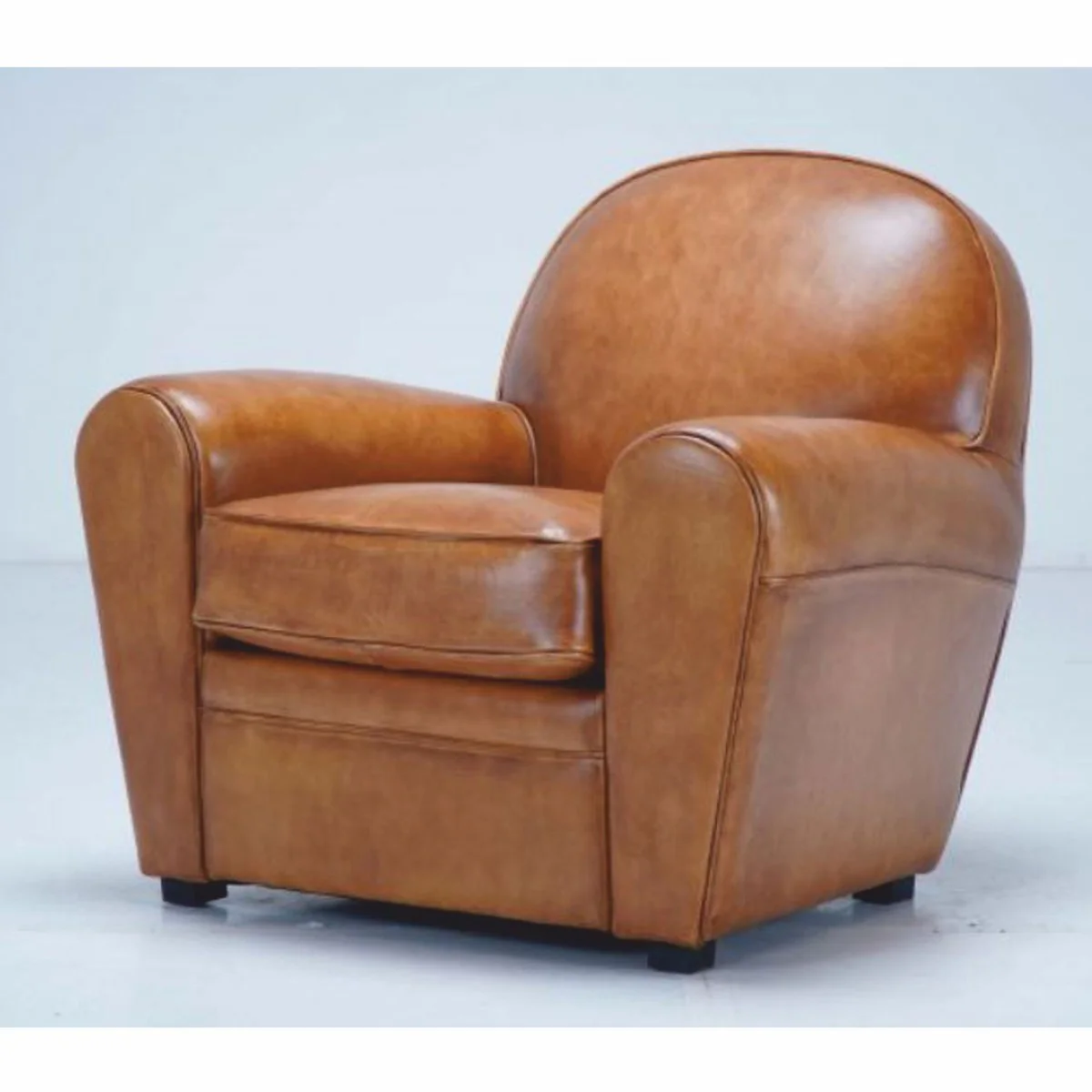 Casa Padrino sill¨®n de lujo de cuero genuino marr¨®n claro / negro - Muebles de cuero genuino