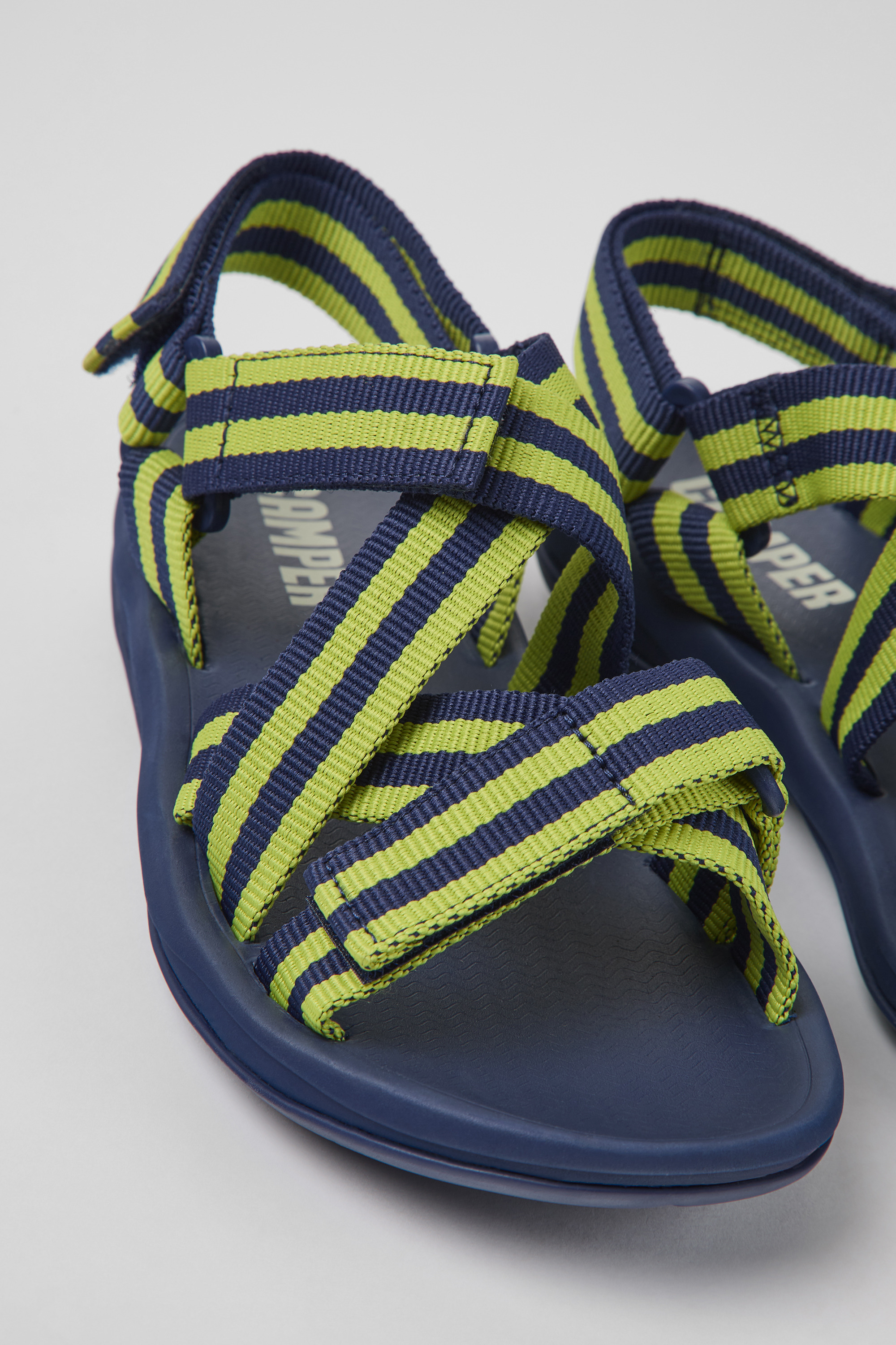 Match - Blue and yellow textile sandals for women