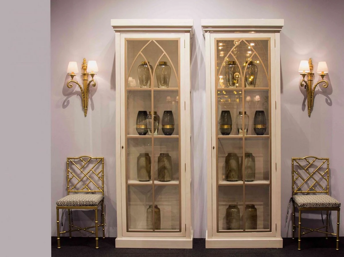 Casa Padrino silla de jard¨ªn Art Nouveau de lujo de hierro forjado oro / verde A. 98 cm