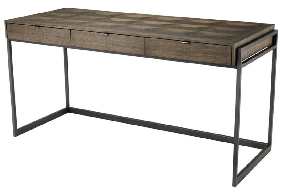 Casa Padrino escritorio de lujo con 3 cajones marr¨®n / bronce 150 x 60 x H. 75,5 cm - Muebles de Oficina