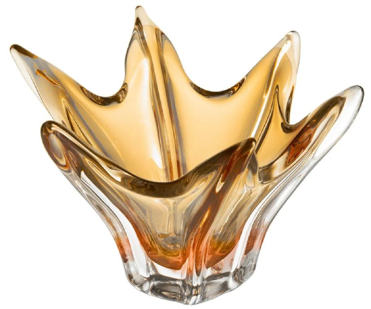 Casa Padrino cuenco de vidrio de lujo amarillo Ø 36,5 x A. 22,5 cm - Cuenco decorativo de vidrio soplado - Accesorios decorativos - Calidad de lujo