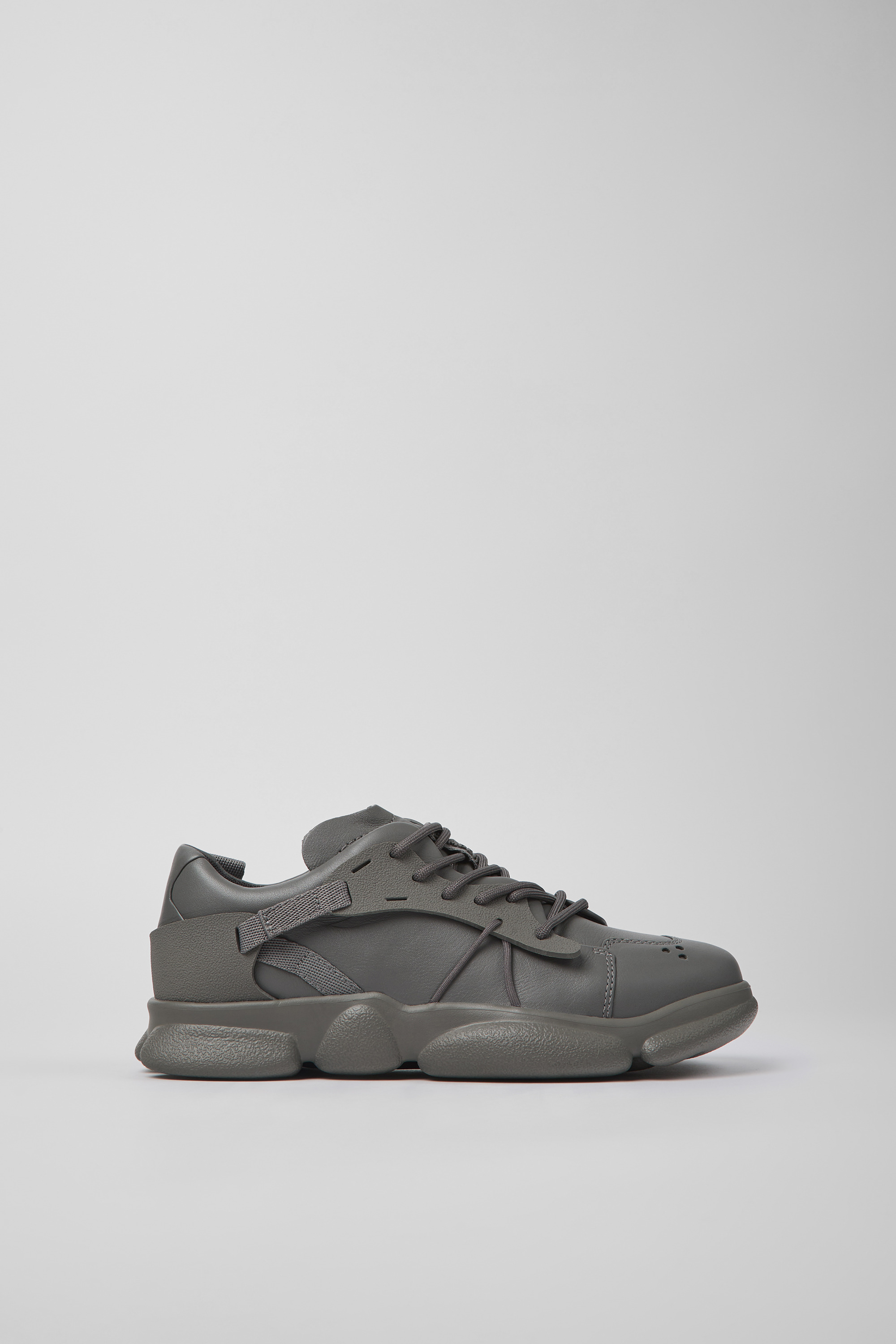 Karst - Gray leather and textile sneakers for women
