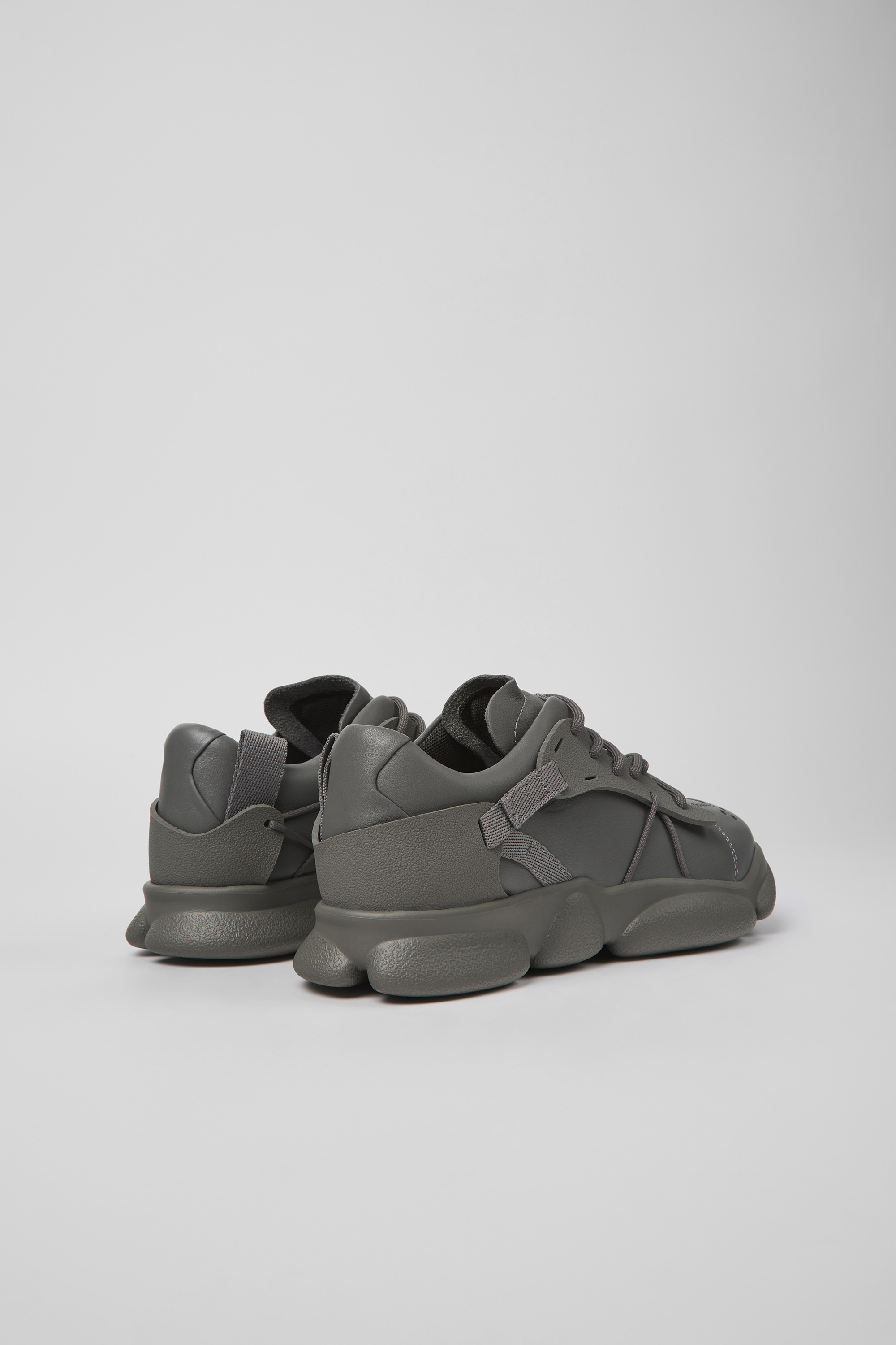 Karst - Gray leather and textile sneakers for women