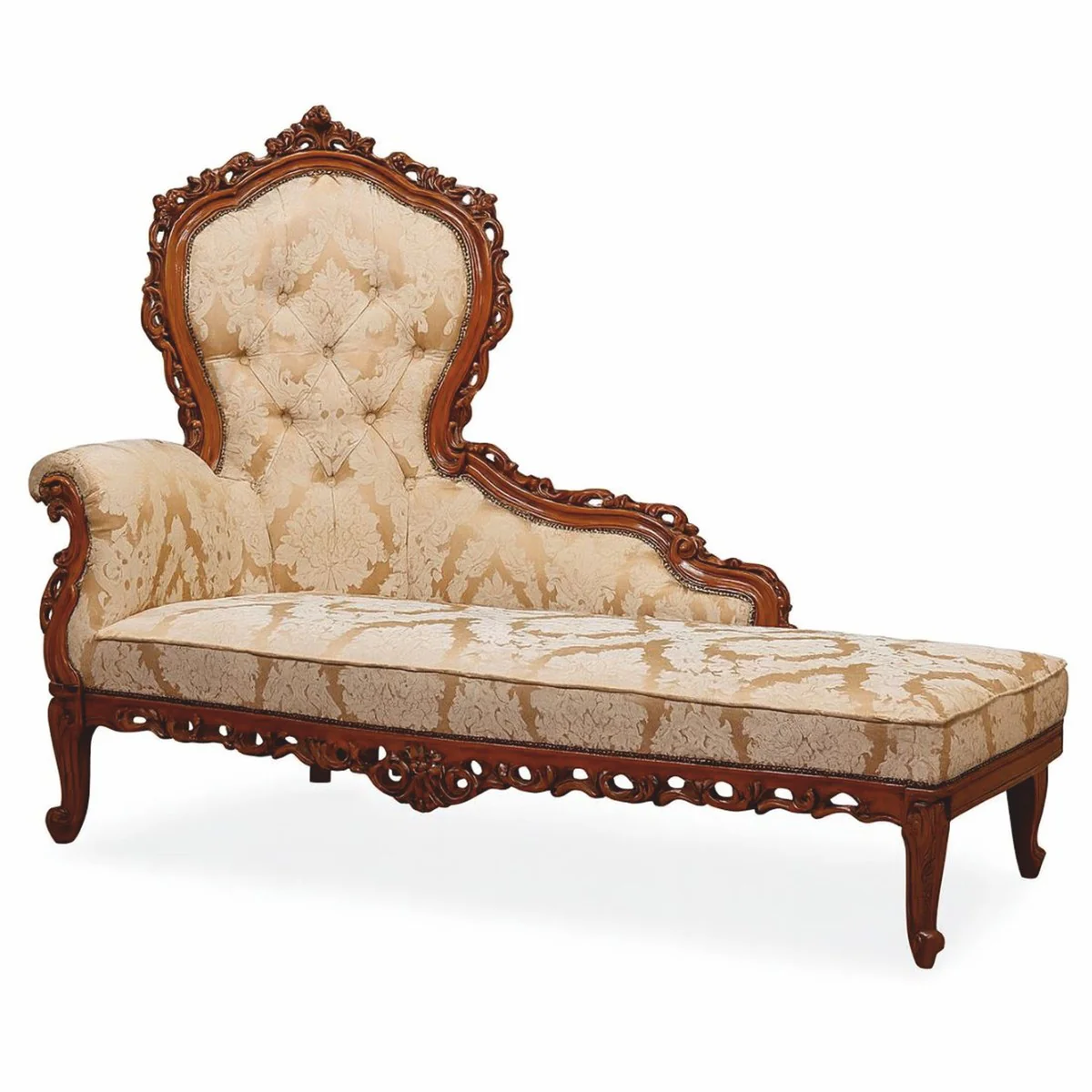 Casa Padrino Chaise Longue Barroco de Lujo Oro / Marr¨®n Oscuro 160 cm - Muebles Barrocos