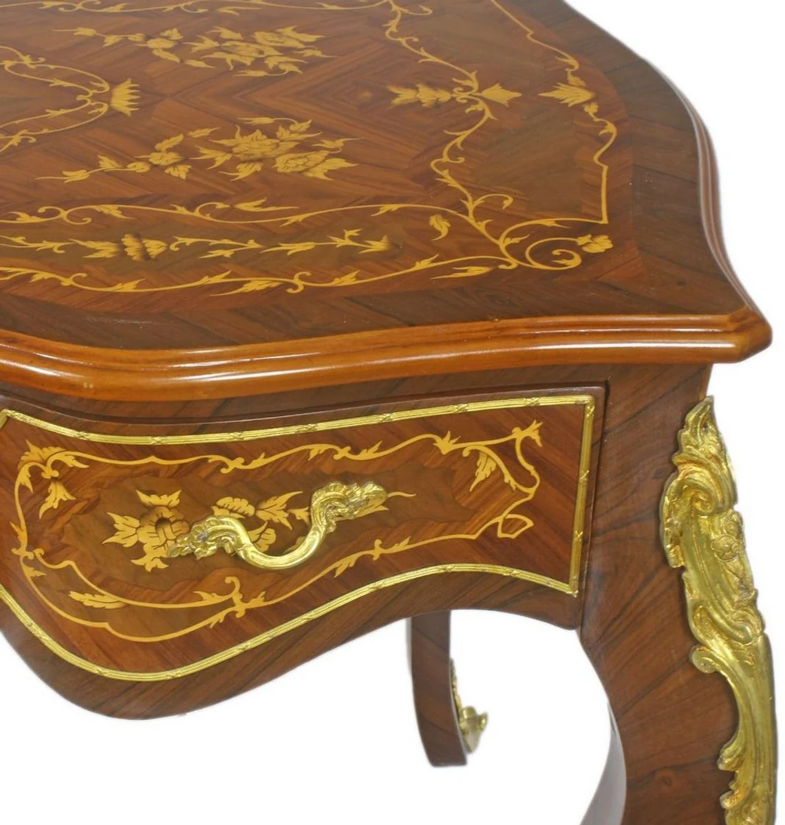 Casa Padrino escritorio barroco marr¨®n / oro 160 x 70 x A. 80 cm - Mesa de oficina hecha a mano de madera maciza con 3 cajones y aplicaciones de metal macizo - Muebles de Oficina Barrocos