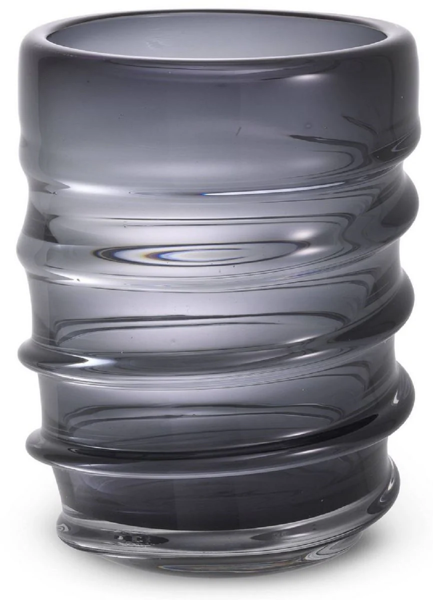 Casa Padrino florero de vidrio decorativo de lujo gris Ø 22 x A. 30 cm - Elegante Florero Soplado a Mano - Accesorios de Decoración de Lujo