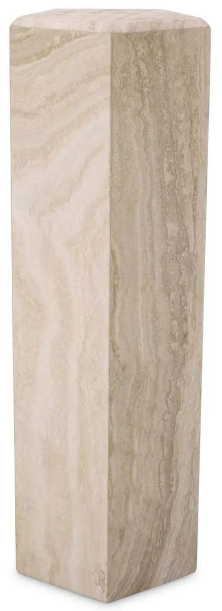 Casa Padrino columna decorativa de lujo 31 x 31 x A. 99 cm - Columna piedra natural travertino de 5 lados - Columna planta - Columna decorativa salón - Columna decorativa hotel - Muebles de lujo