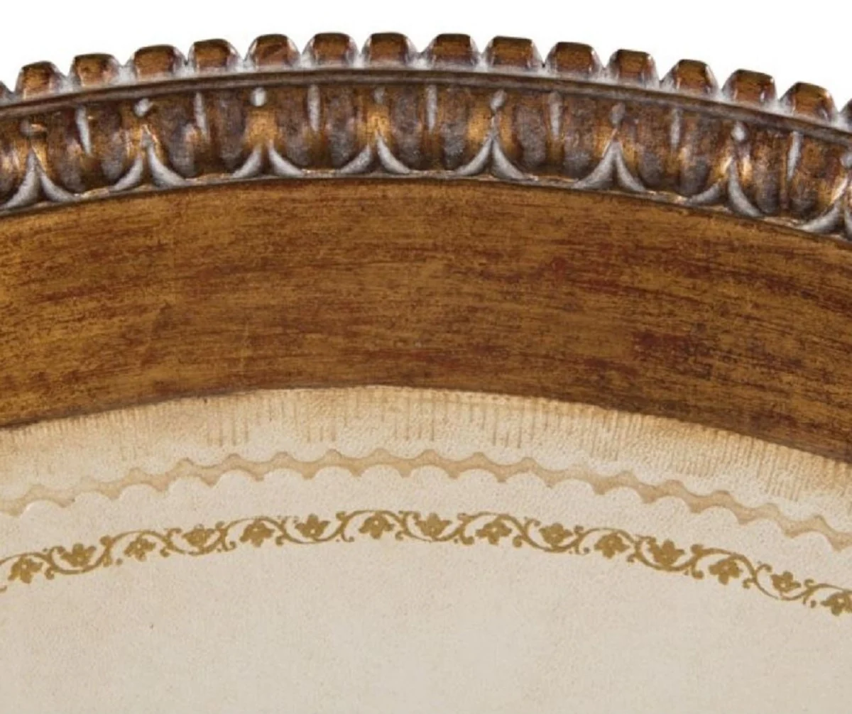 Casa Padrino mesa auxiliar barroca de lujo marrón / blanco Ø 47 x H. 70 cm - Muebles de Salón Barrocos