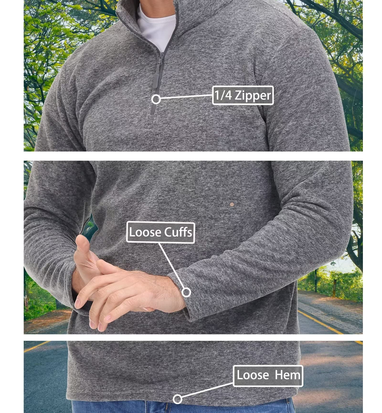 Men's Shirt 1/4 Zip Fleece Pullover Sweater Long Sleeve Sweatshirts Athletic Shirt