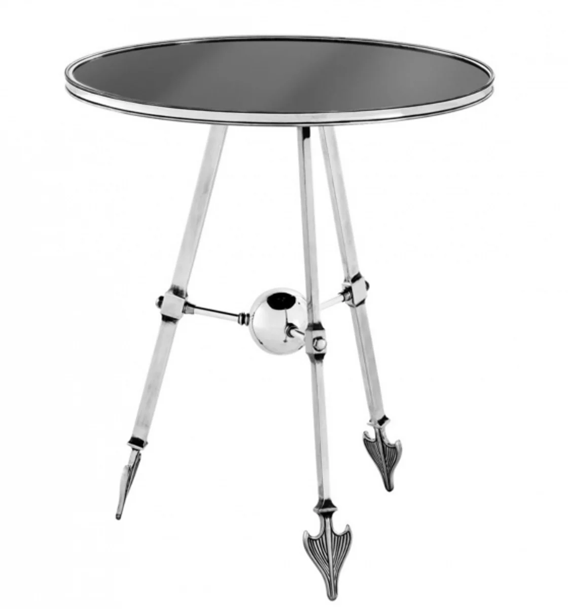 Casa Padrino luxury art deco designer side table antique silver with black glass - Luxury Table