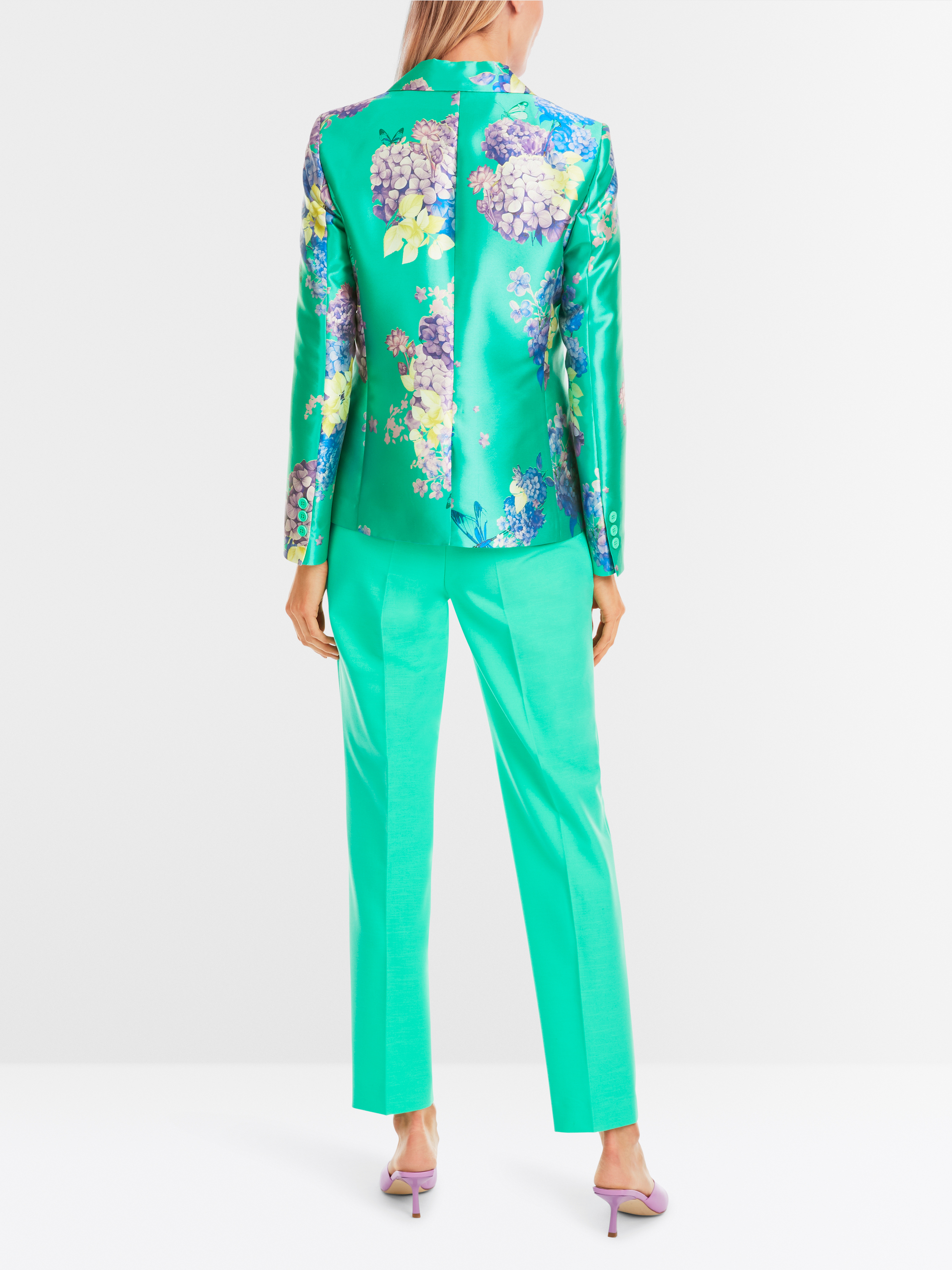Marc-Cain Fitted satin blazer with print