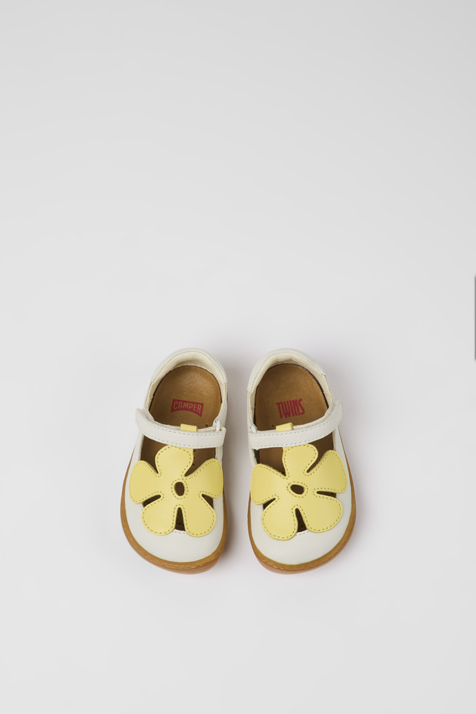 Twins White and yellow leather shoes for kids