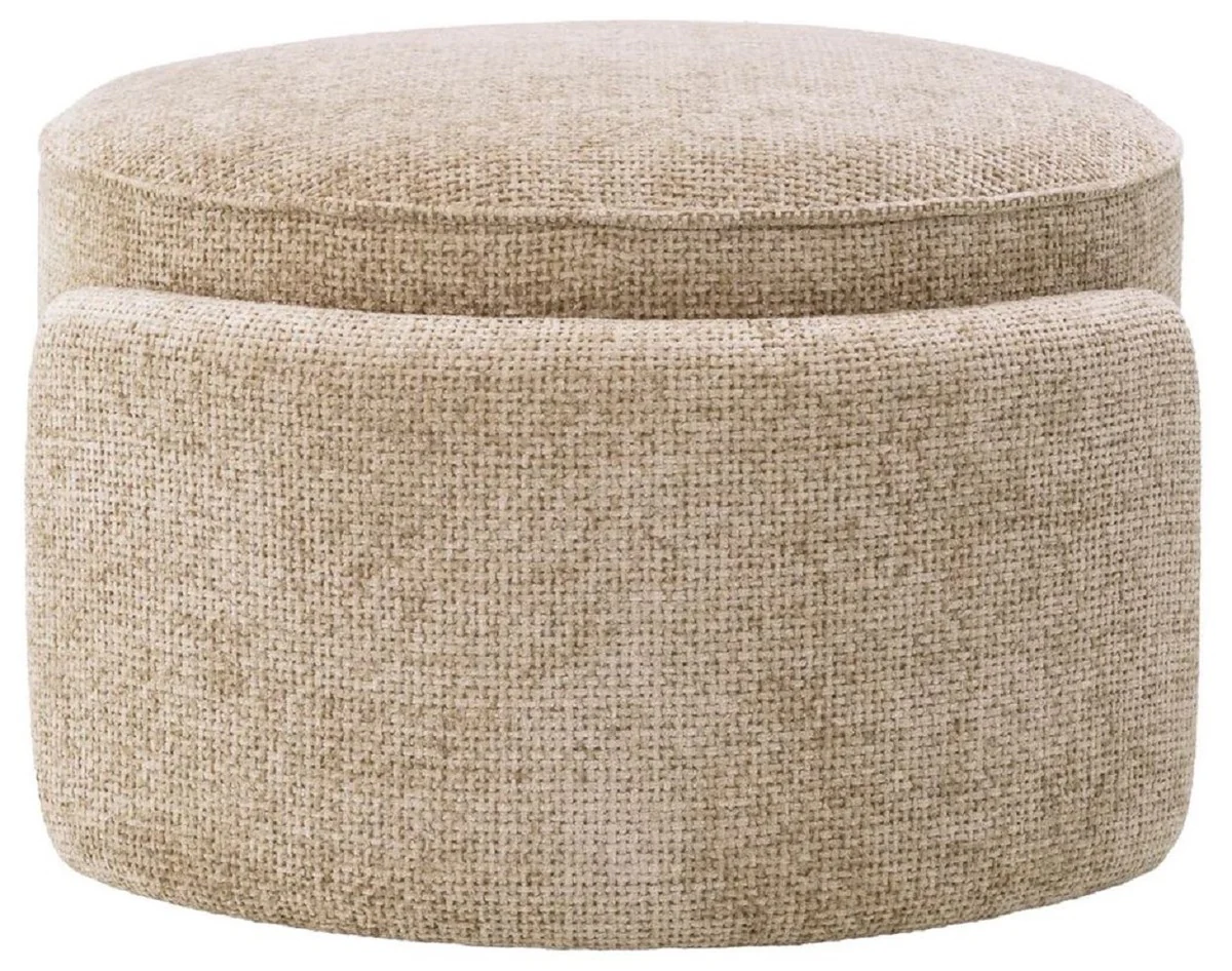 Casa Padrino taburete de lujo arena ? 73 x A. 38 cm - Taburete redondo - Reposapi¨¦s - Muebles de sal¨®n - Muebles de hotel - Muebles de lujo