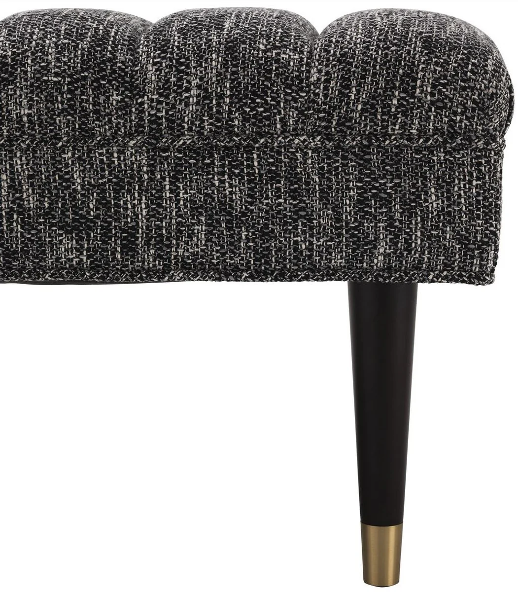 Casa Padrino banco de lujo negro / lat¨®n 134 x 50 x A. 45 cm - Banco tapizado de madera maciza - Muebles de Sala de Estar - Muebles de Hotel - Colecci¨®n de Lujo