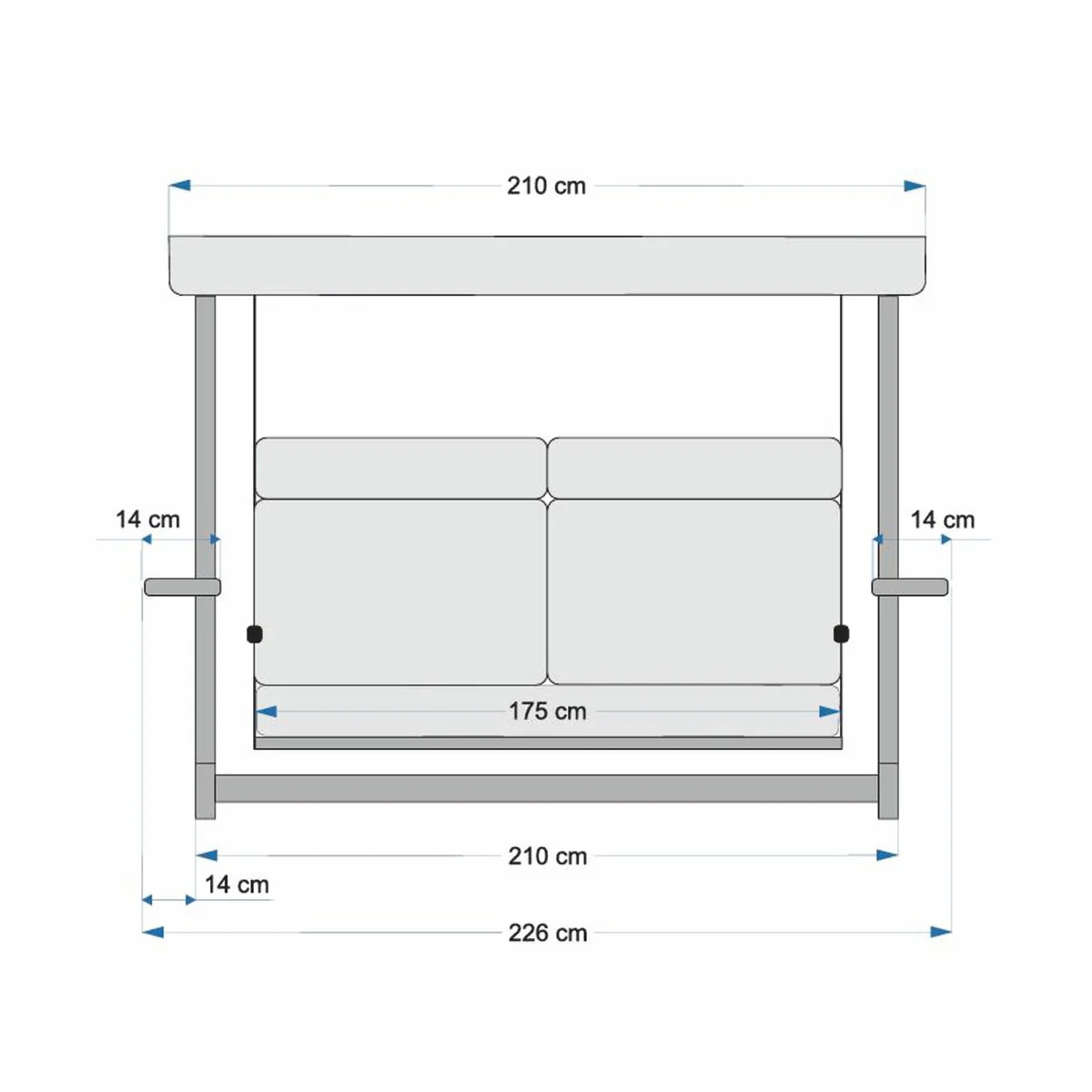 Casa Padrino columpio de Hollywood de lujo beige / antracita / marr¨®n 226 cm - Muebles de jard¨ªn y terraza