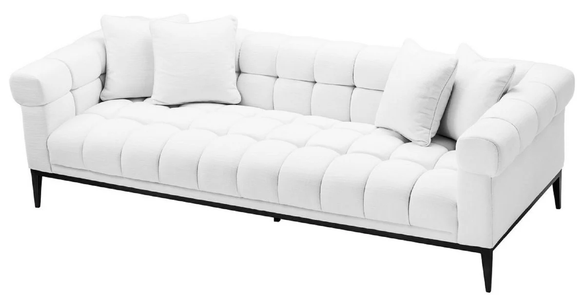 Casa Padrino Sof¨¢ de Lujo Blanco / Negro 240 x 98 x H. 69 cm - Sof¨¢ de Sal¨®n con 4 Almohadas - Muebles de Sal¨®n - Muebles de Lujo