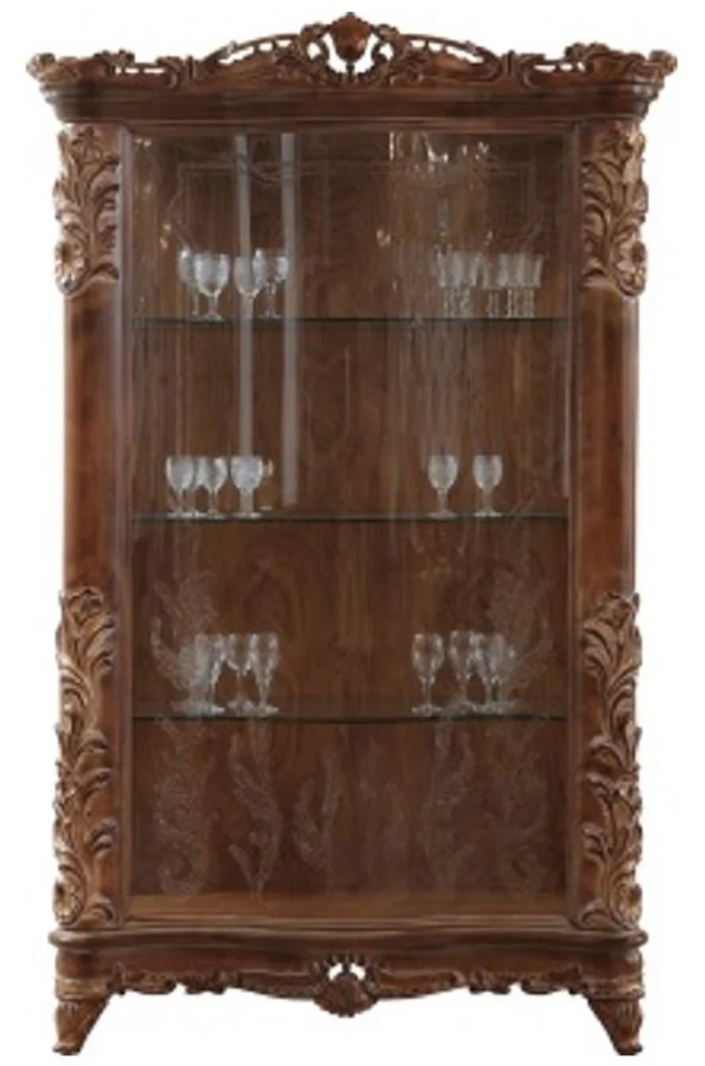 Casa Padrino vitrina barroco de lujo marr¨®n - Vitrina de madera maciza hecha a mano con puerta de vidrio - Muebles Barrocos - Noble y Magn¨ªfico