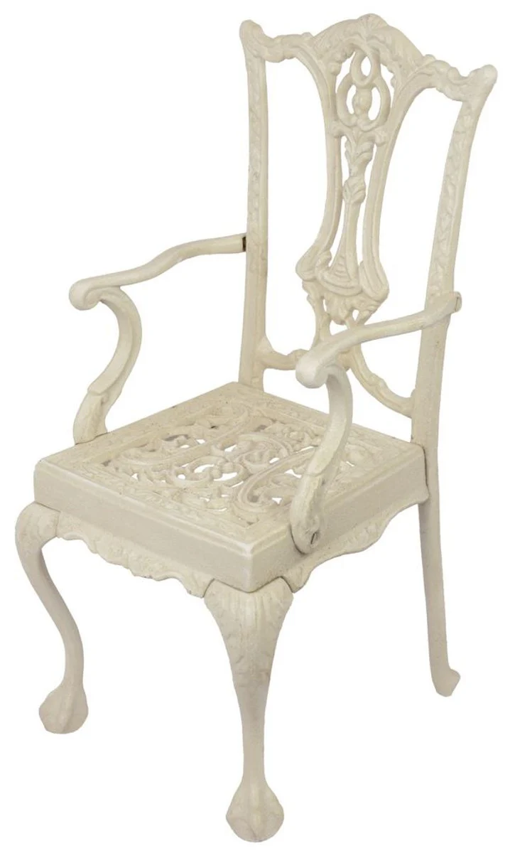 Casa Padrino silla de muñeca Art Nouveau de hierro fundido con reposabrazos blanco 20,5 x 22,5 x H 44 cm - Art Nouveau Muebles de Muñecas