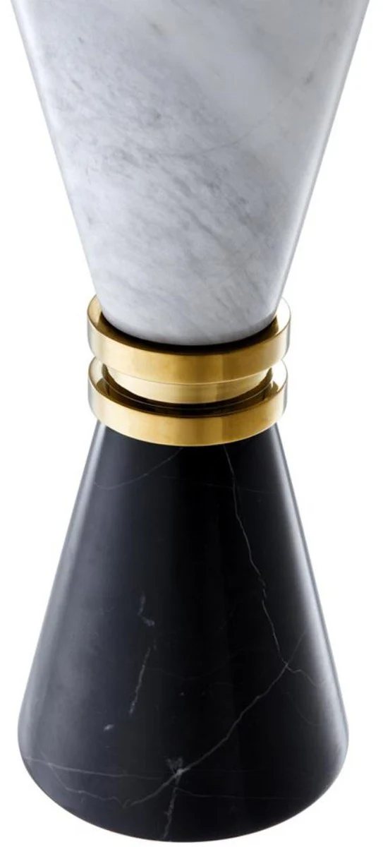 Casa Padrino candelero de mármol de lujo negro / blanco / oro Ø 11 x H. 28 cm - Accesorios de Decoración de Hoteles y Restaurantes