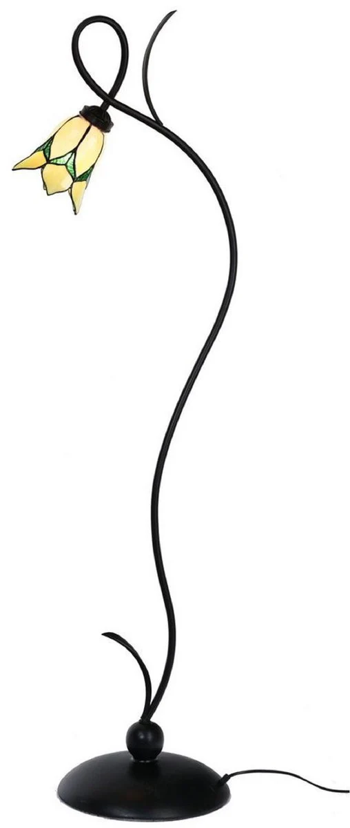 Casa Padrino L¨¢mpara de Pie Art Deco Tiffany Negro / Amarillo / Verde A. 161 cm - Tiffany Lamps