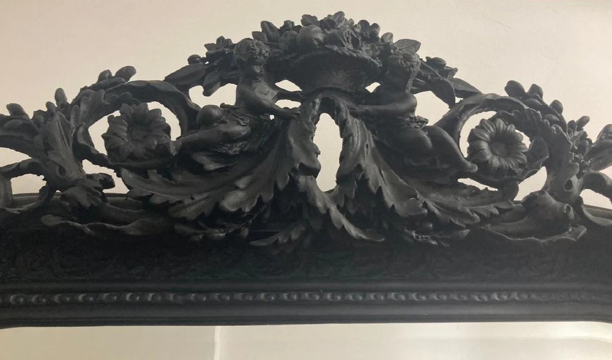 Casa Padrino espejo barroco negro - Magn¨ªfico espejo de pared con decoraciones elegantes - Espejo de pared de estilo barroco - Espejo de guardarropa barroco - Muebles barrocos - Noble y Magn¨ªfico