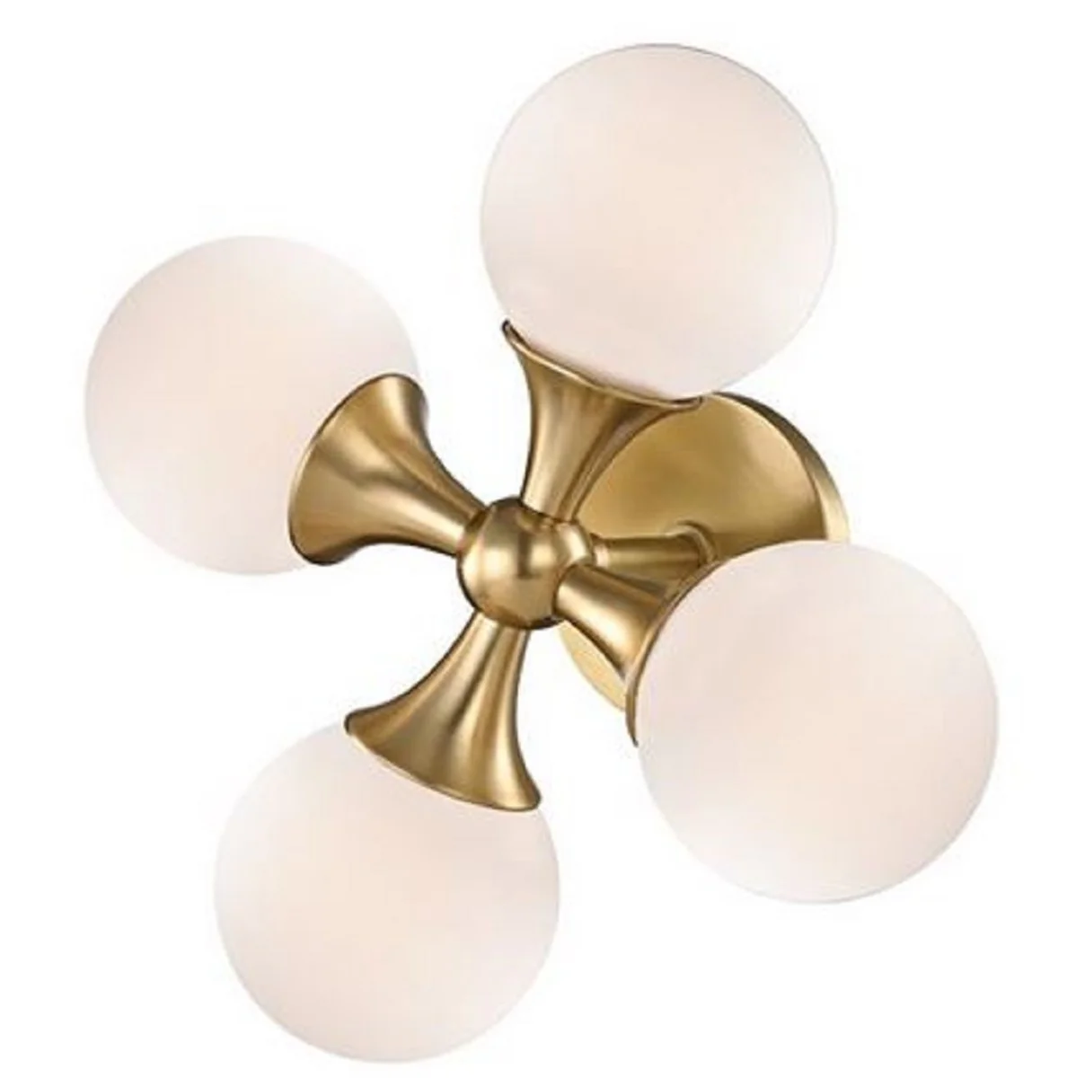 Casa Padrino Lámpara de Pared LED de Lujo Latón Antiguo / Blanco 35,6 x 17,2 x H. 35,6 cm - Lámpara de Pared con Pantallas de Cristal Esférico