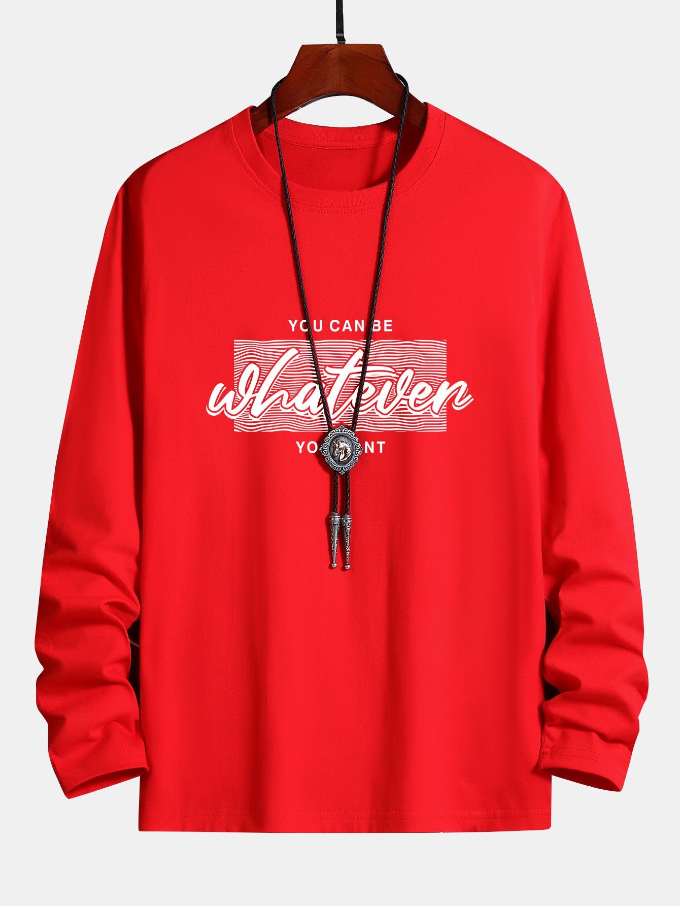 Long Sleeve Slogan Print Cotton T-Shirt