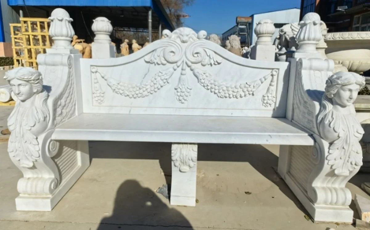 Casa Padrino banco de jard¨ªn de m¨¢rmol barroco de lujo gris 183 cm - Muebles de jard¨ªn barrocos