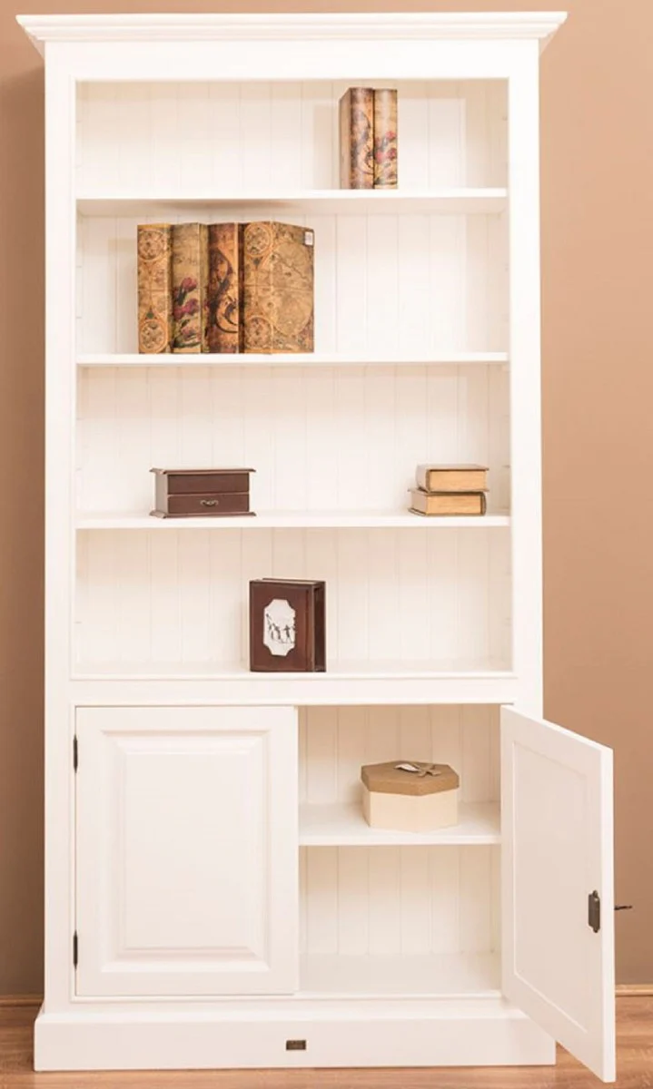 Casa Padrino gabinete de libros / armario estanter¨ªa de estilo campestre blanco 110 x 39 x H. 210 cm - Armario de Sala de Estar con 2 Puertas