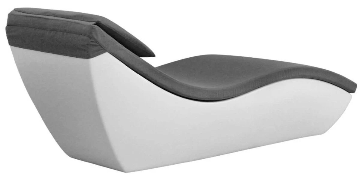 Casa Padrino tumbona de jardín de lujo blanco mate / gris oscuro 180 x 70 x A. 70 cm - Tumbona moderna resistente a la intemperie - Tumbona de piscina - Muebles de piscina de hotel de jardín