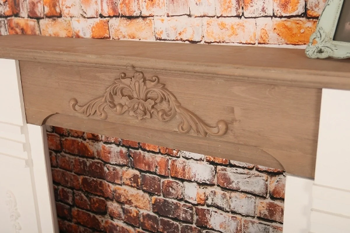 Casa Padrino chimenea estilo country antigua blanco / marr¨®n 110 x 22 x H. 98 cm - Muebles Shabby Chic