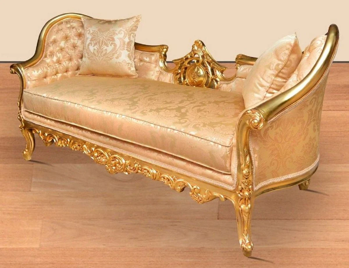 Casa Padrino sof¨¢ de sal¨®n barroco oro / oro - Sof¨¢ de sal¨®n hecho a mano con patr¨®n noble - Muebles de sal¨®n barrocos