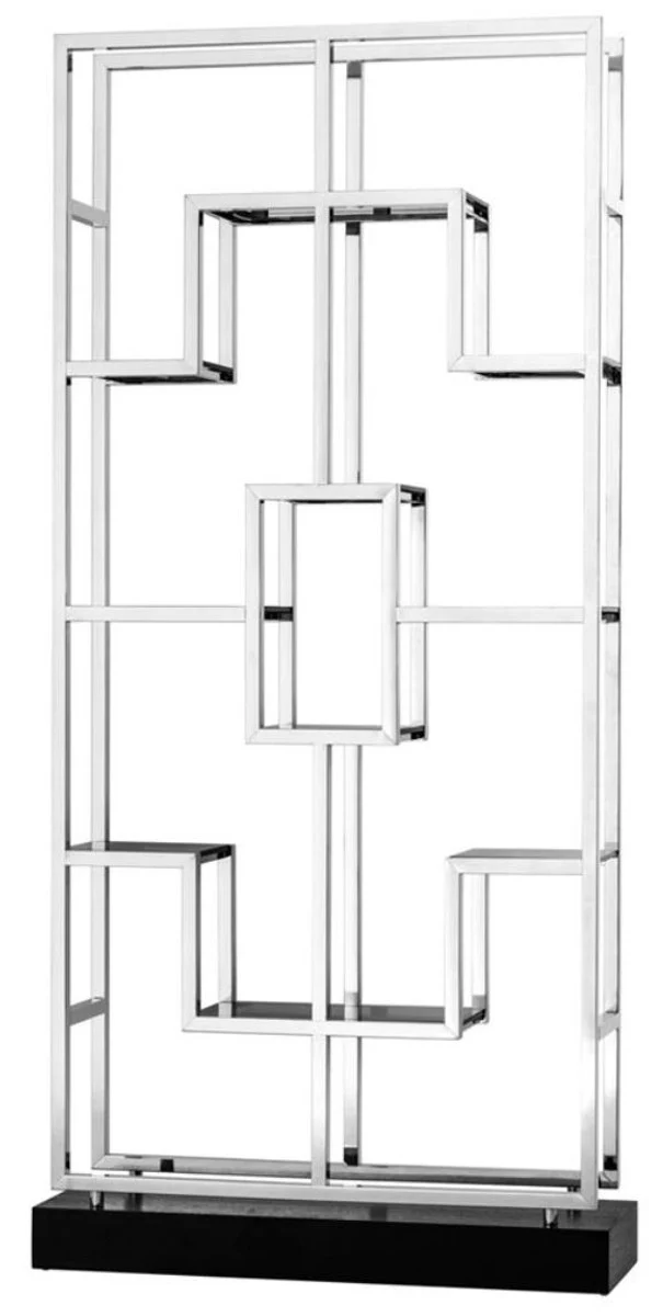 Casa Padrino Luxury Living Room Shelf Cabinet Silver / Black 108 x 29 x H. 240 cm - Luxury Furniture