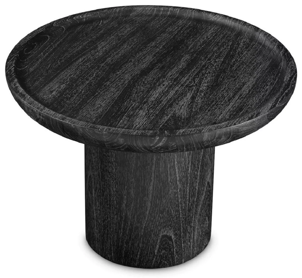 Casa Padrino mesa auxiliar de lujo negro gris ? 64,5 x A. 46 cm - Mesa redonda de madera maciza - Mueble de sal¨®n de madera maciza - Calidad de Lujo