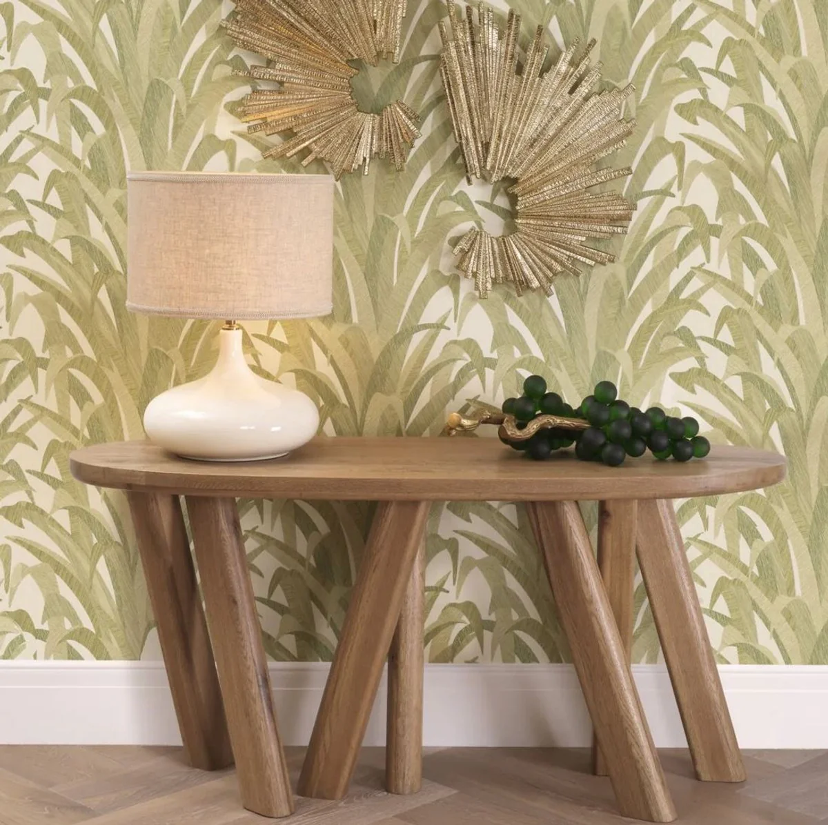 Casa Padrino consola de lujo marr¨®n 160 x 54,5 x A. 76,5 cm - Mesa consola ovalada con tablero de roble macizo - Muebles de madera maciza - Muebles de lujo - Calidad de lujo