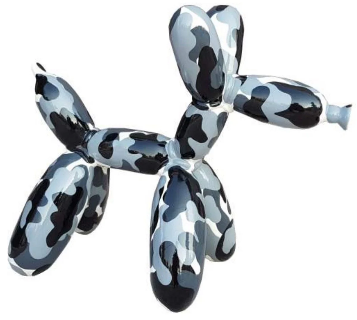 Casa Padrino escultura decorativa de dise?o de lujo perro de globo negro / gris / blanco 100 cm - Figura decorativa grande XXL - Escultura decorativa XXL - Esculturas y figuras decorativas XXL
