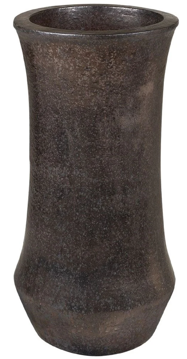 Casa Padrino Maceta Art Nouveau Negro / Bronce Ø 43 x A. 87 cm - Maceta Redondo Hecho a Mano de Terracota - Accesorios de Decoración de Jardín y Terraza