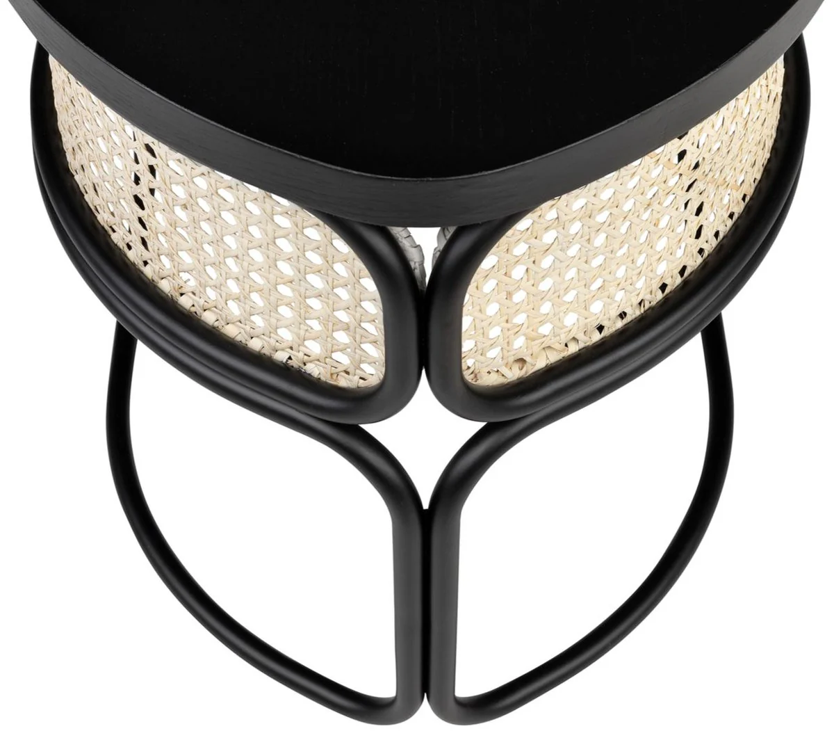 Casa Padrino mesa de centro de dise?o negro / natural 50 x 40 x A. 45,5 cm - Mesa de sal¨®n con tablero de chapa de roble de rat¨¢n noble y estructura de acero con revestimiento en polvo