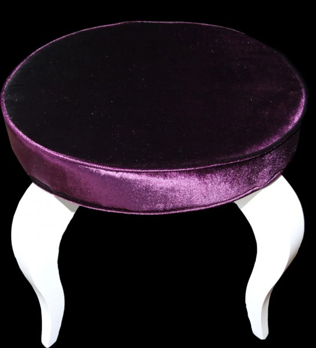 Casa Padrino barroco de heces p¨²rpura / blanco - taburete redondo dise?ador - calidad de lujo