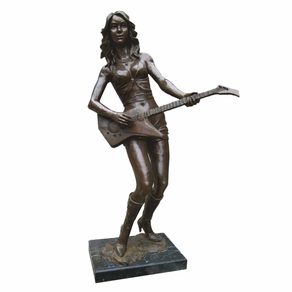 Casa Padrino escultura decorativa XXL de lat¨®n guitarrista bronce / negro A. 180 cm