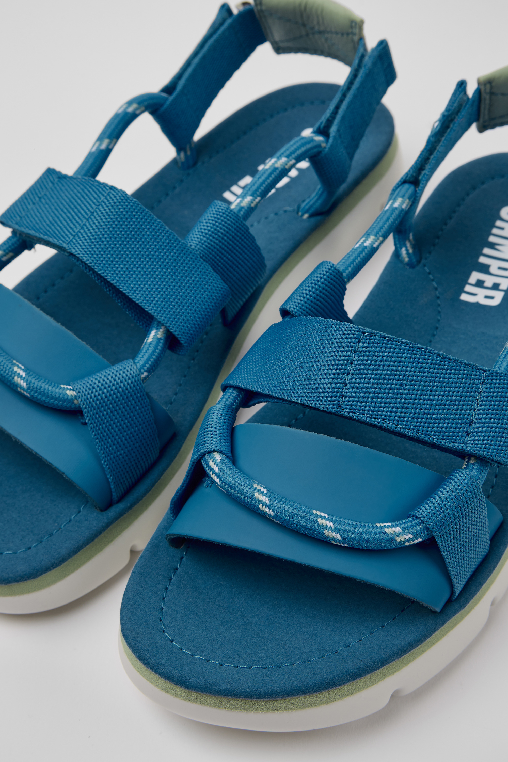 Oruga - Blue and green leather sandals for women