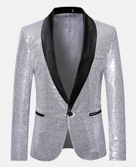 Glamorous Plain Allover Sequin Lapel Collar Blazer