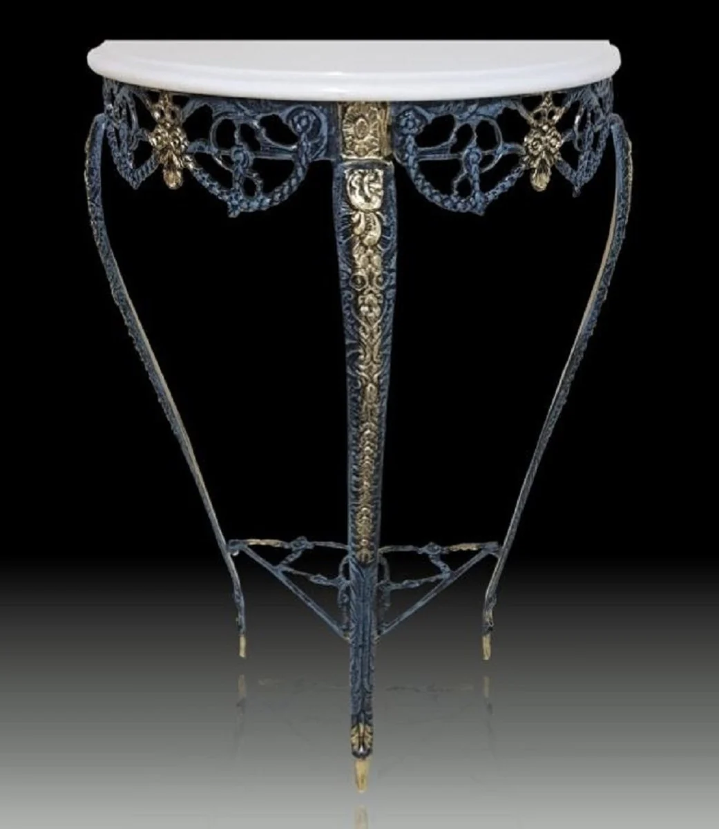 Casa Padrino consola barroco de lujo con tapa de m¨¢rmol azul / oro / blanco A. 80 cm - Muebles barrocos