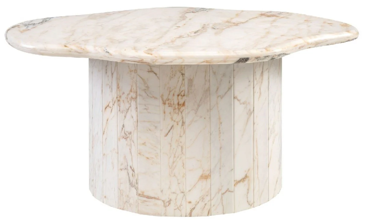 Casa Padrino mesa de centro de m¨¢rmol de lujo blanco-beige 106 x 105 x A. 46,5 cm - Mesa de sal¨®n de m¨¢rmol - Muebles de sal¨®n - Muebles de lujo - Muebles de m¨¢rmol