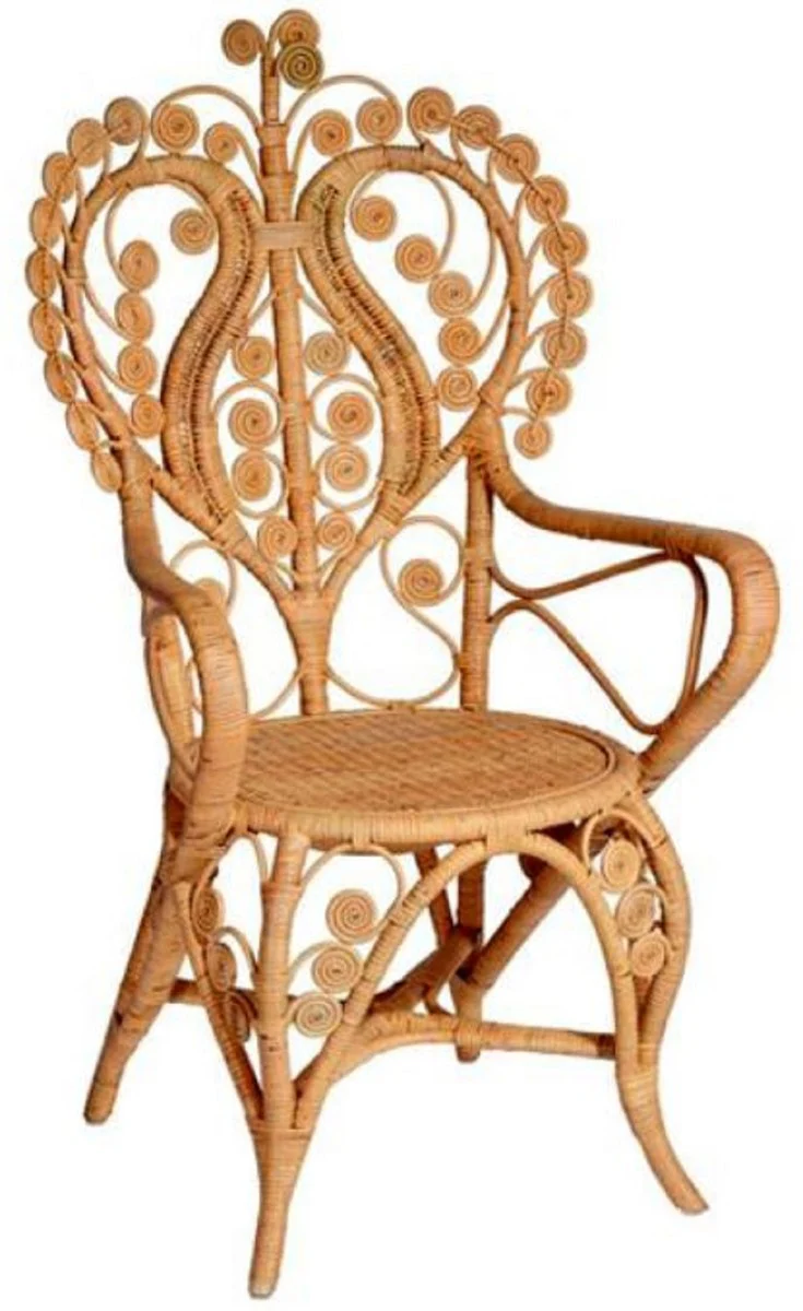 Casa Padrino conjunto de 6 sillas de comedor de rat¨¢n de jard¨ªn de hotel de estilo vintage con reposabrazos natural A. 95 cm