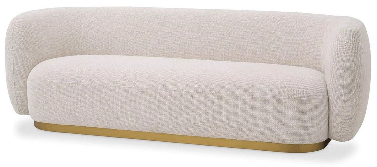 Casa Padrino sof¨¢ de lujo crema / lat¨®n 223 x 96 x A. 71 cm - Sof¨¢ de sal¨®n - Sof¨¢ de hotel - Muebles de sal¨®n - Muebles de hotel - Muebles de lujo - Interiores de lujo - Interiores de sal¨®n