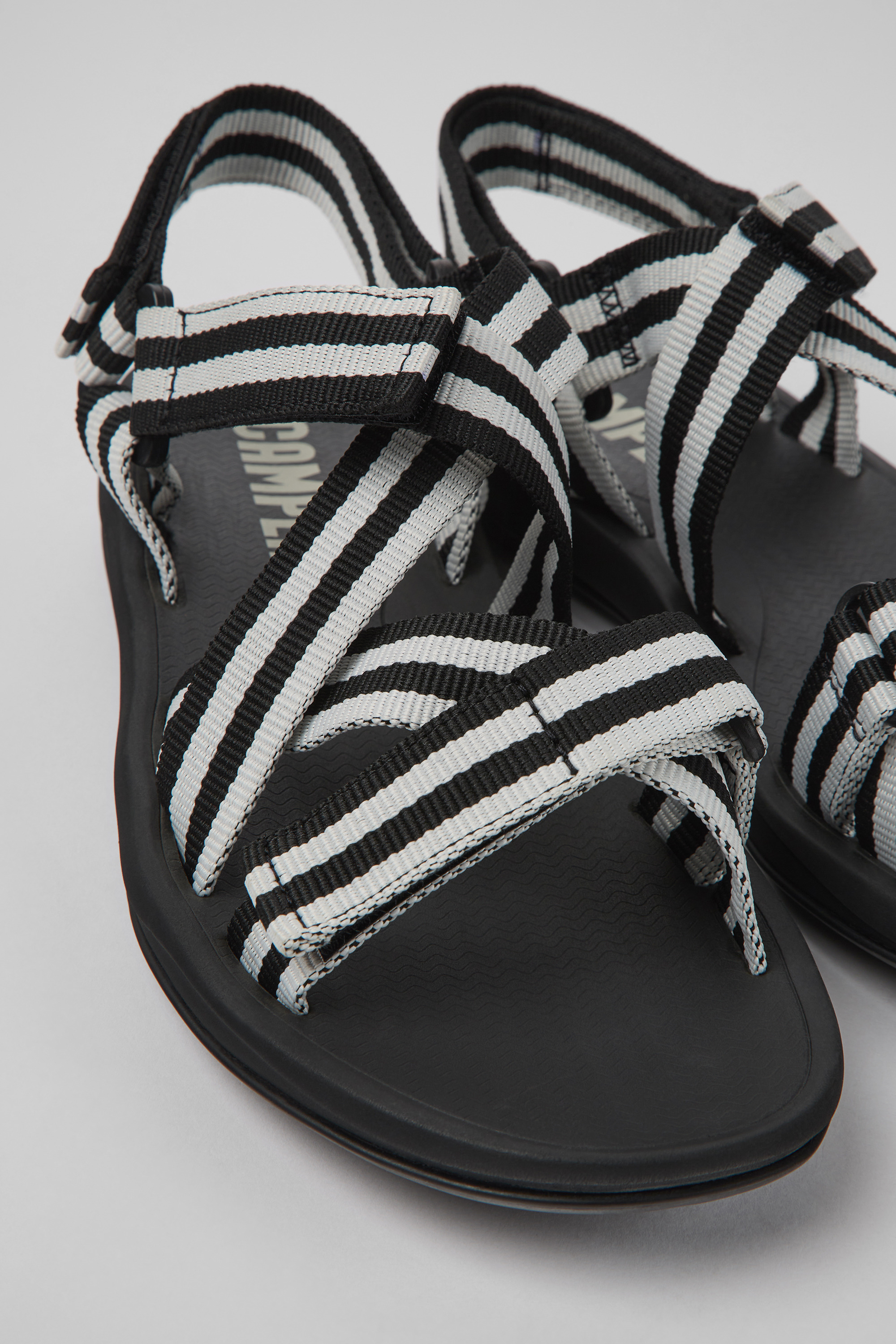Match - Black and white textile sandals for men