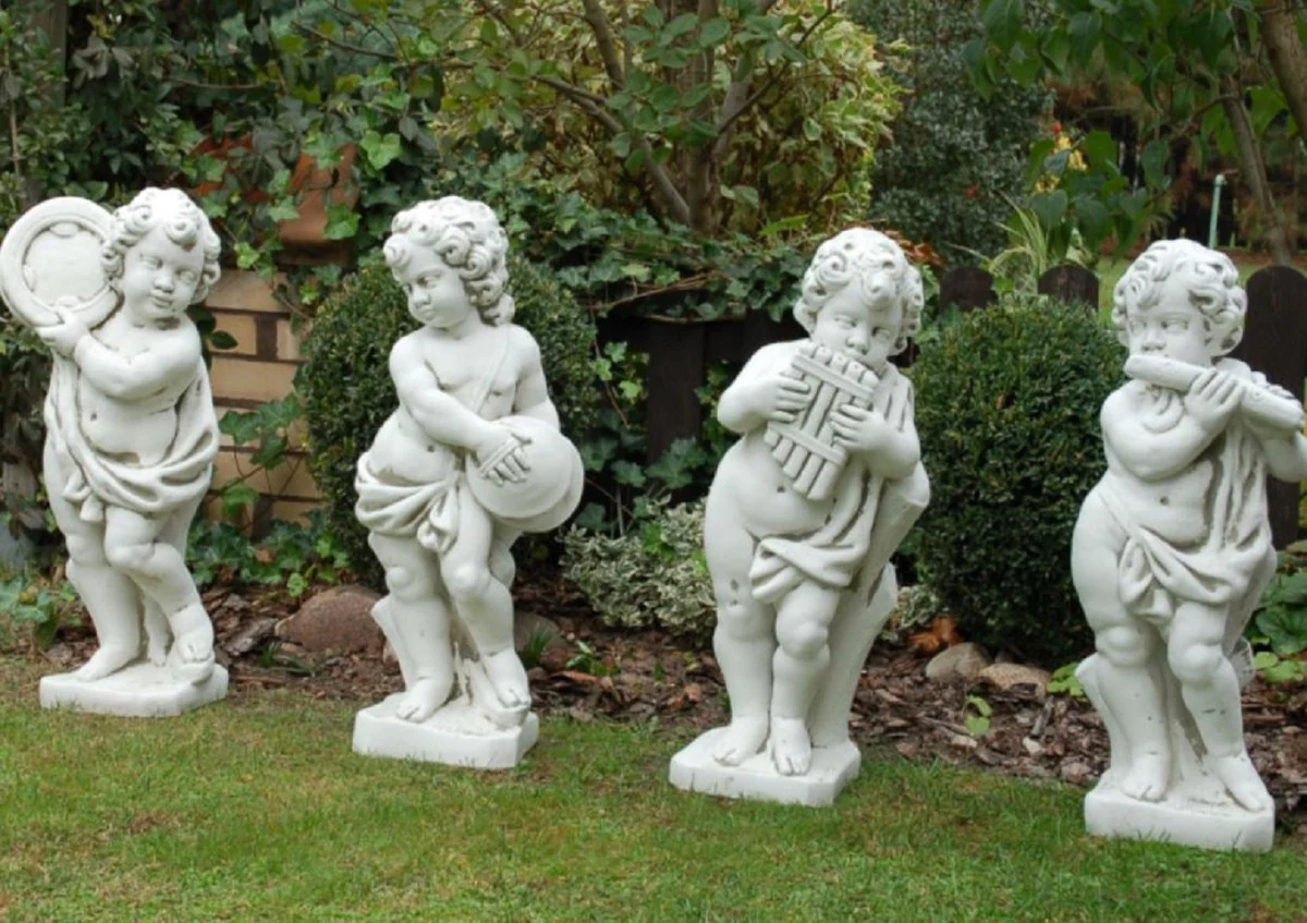 Casa Padrino conjunto de 4 esculturas decorativas de jard¨ªn Art Nouveau gris A. 70 cm