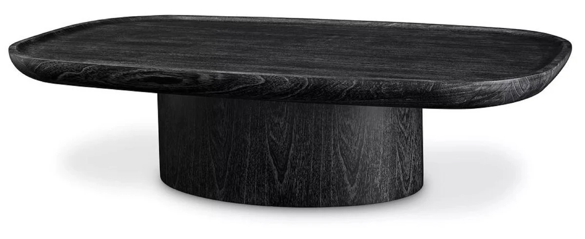 Casa Padrino mesa de centro de lujo negro gris 140 x 79,5 x A. 35 cm - Mesa de sal¨®n de madera maciza - Mueble de sal¨®n de madera maciza - Calidad de Lujo