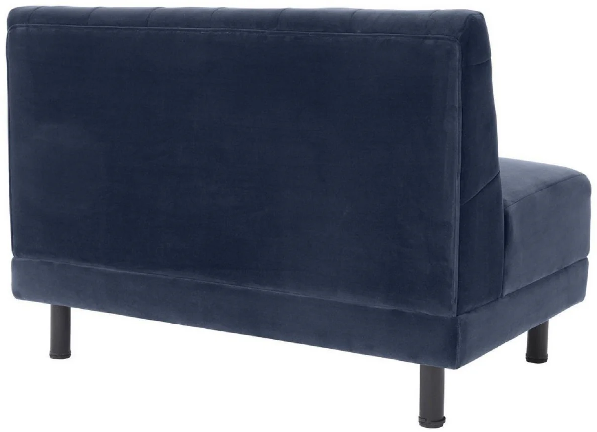 Casa Padrino sof¨¢ Chesterfield de lujo azul medianoche / negro 121 x 75 x A. 85 cm - Sof¨¢ de sal¨®n con tela de terciopelo fino - Colecci¨®n de Lujo